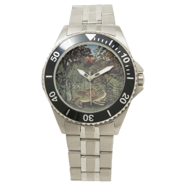 Rousseau’s Hungry Lion art horloges (Voorkant)