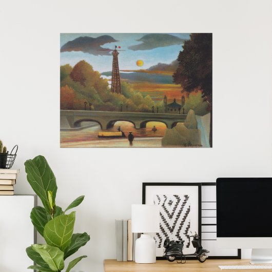 Rousseau Seine and Eiffel-tower in the sunset Post Poster (Thuiskantoor)