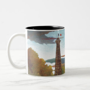 Rousseau Seine en Eiffel-toren op zonsondergang Tweekleurige Koffiemok