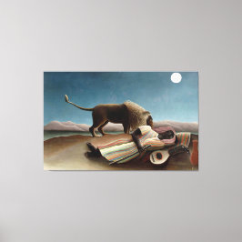 Rousseau Sleeping Gypsy Lion Painting Canvas Afdruk