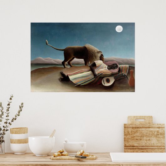 Rousseau Sleeping Gypsy Lion Painting Poster (Keuken)