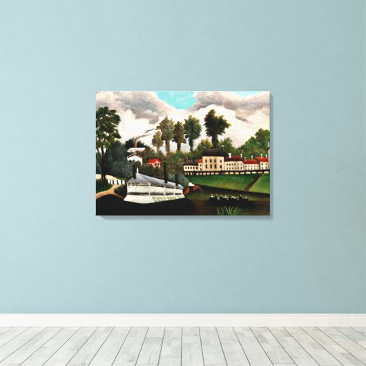 Rousseau - The Laundry Boat, fijn kunstschilderij, Canvas Afdruk (Insitu (Houten vloer))
