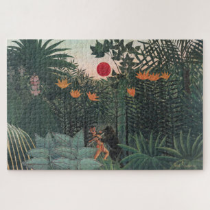Rousseau - Tropisch landschap, Indiaan en gorilla Legpuzzel