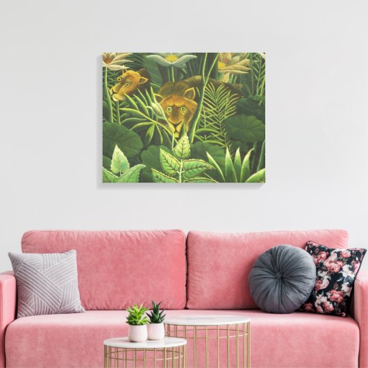Rousseau Tropisch Oerwoud Leeuw Schilderen Canvas Afdruk (Insitu (Woonkamer))