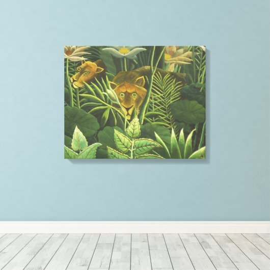 Rousseau Tropisch Oerwoud Leeuw Schilderen Canvas Afdruk (Insitu (Houten vloer))