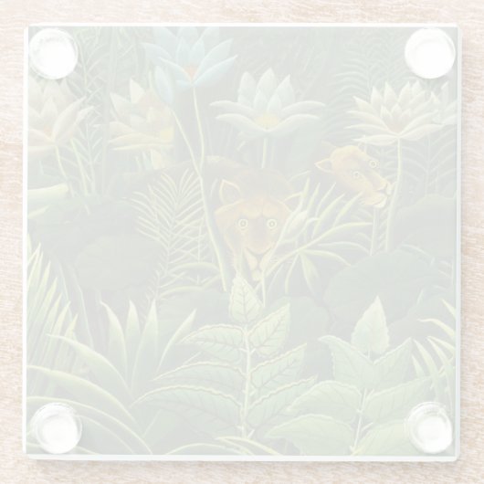 Rousseau Tropisch Oerwoud Leeuw Schilderen Glazen Onderzetter (Achterkant)