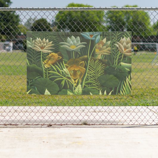 Rousseau Tropisch Oerwoud Leeuw Schilderen Spandoek (Insitu)