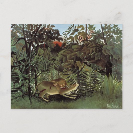 Rousseau's Hungry Lion briefkaart (Voorkant)