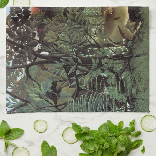 Rousseau's Hungry Lion handdoek (Gevouwen)