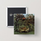 Rousseau's Hungry Lion-knop Vierkante Button 5,1 Cm (Voorkant /achterkant)