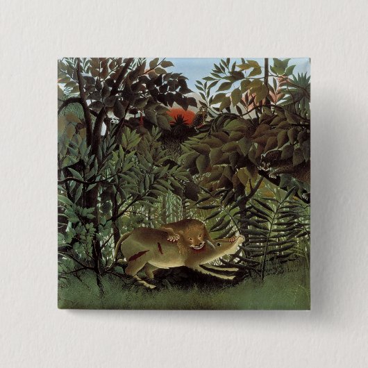 Rousseau's Hungry Lion-knop Vierkante Button 5,1 Cm (Voorkant)
