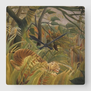 Rousseau's tijgerwandklok vierkante klok