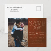 Roust stijlvolle handgeschreven foto Opslaan Datum Aankondigingskaart (Voorkant / Achterkant)