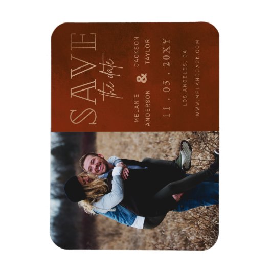 Roust stijlvolle handgeschreven foto Opslaan Datum Magneet (Verticaal)