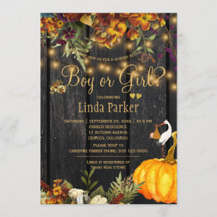 Roustieke hout herfst baby shower geslacht onthull kaart