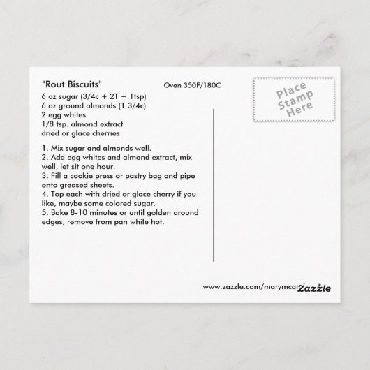 Rout Biscuits Cookie Recipe Post Card Briefkaart (Achterkant)