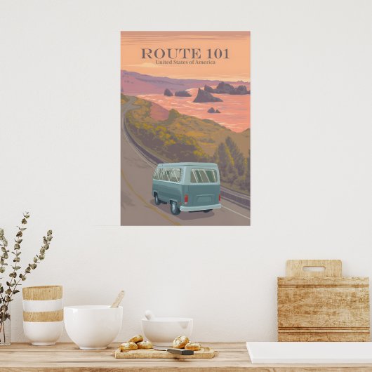 Route 101 VS Reisposter Poster (Keuken)