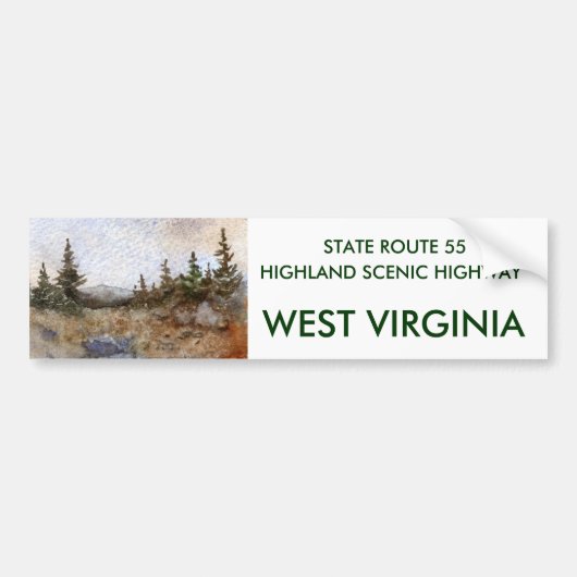 Route 55, WEST VIRGINIA, HOOG SCHILDERACHTIG HIGHW Bumpersticker (Voorkant)
