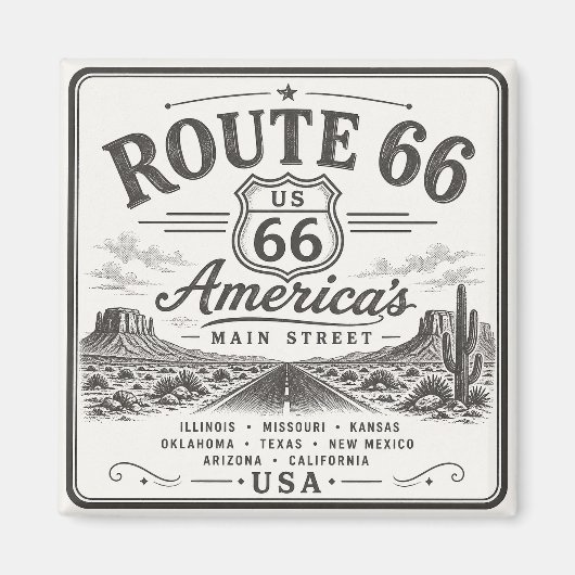 Route 66 100 Jaar Kunst Magneet (Voorkant)