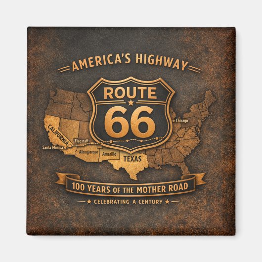 Route 66 100 Jaar Landmark Magneet (Voorkant)