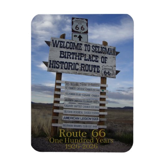 Route 66 - 100 - One Hundred Years Old 1026 -2026 Magneet (Verticaal)