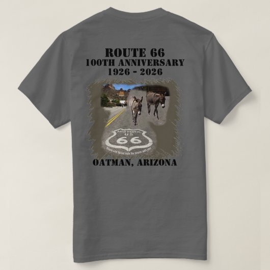 Route 66 100th Anniversary Oatman Arizona Back T-shirt (Design achterkant)
