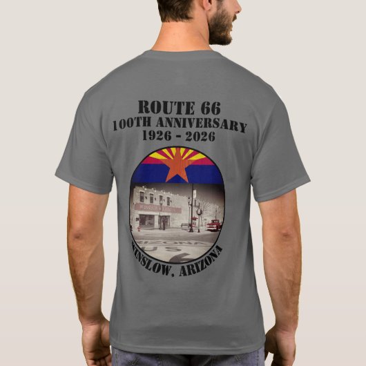 Route 66 100th Anniversary Winslow Arizona Back T-shirt (Achterkant)