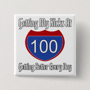 Route 66 100th Birthday Vierkante Button 5,1 Cm