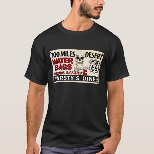 Route 66 - 700 mijl woestijn wegbord t-shirt (Voorkant)