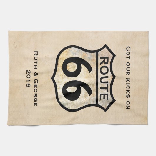 Route 66 (aanpasbaar) theedoek (Horizontaal)