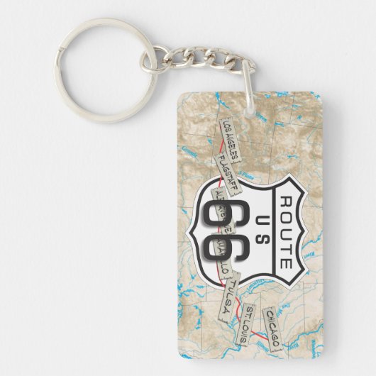 route 66 acrylhoudende sleutelhanger 15e (Voorkant)