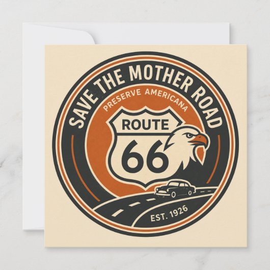Route 66 Adelaar Weg Badge Kaart (Voorkant)