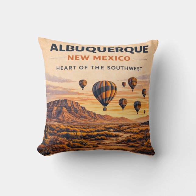 Route 66 Albuquerque Ballon Zuidwest Comfort Kussen (Voorkant)