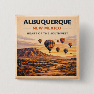 Route 66 Albuquerque Ballon Zuidwest trots Vierkante Button 5,1 Cm