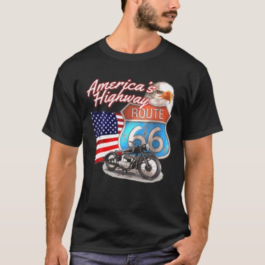 Route 66 - America's Highway Road Trip USA Motorcy T-shirt (Voorkant)