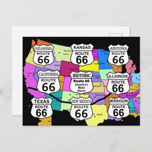 Route 66 ANSICHTKAART Briefkaart (Voorkant / Achterkant)