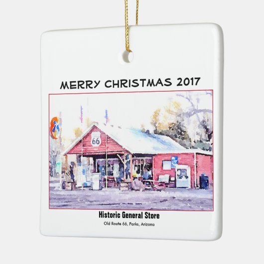 Route 66 Arizona General Store Waterverf Sjabloon Keramisch Ornament (Links)