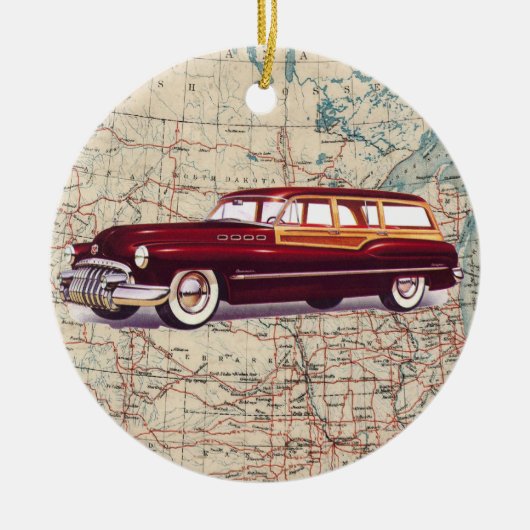 Route 66  Auto - SRF Keramisch Ornament (Voorkant)