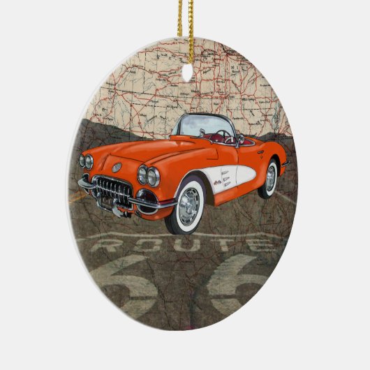 Route 66  Auto - SRF Keramisch Ornament (Rechts)