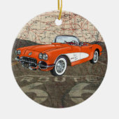 Route 66  Auto - SRF Keramisch Ornament (Voorkant)