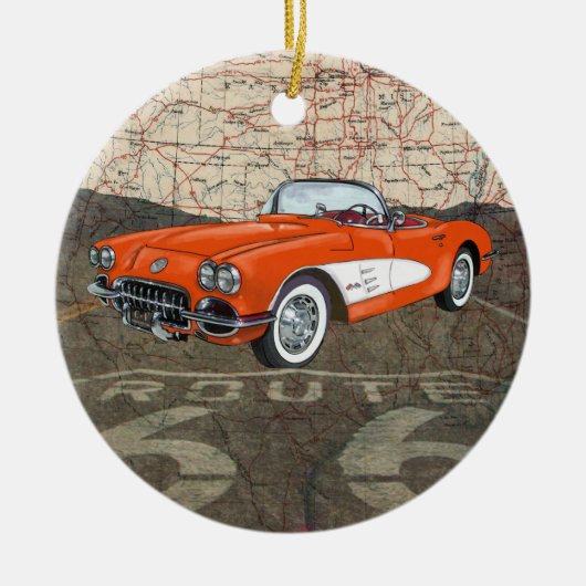 Route 66 Auto - SRF Keramisch Ornament (Voorkant)