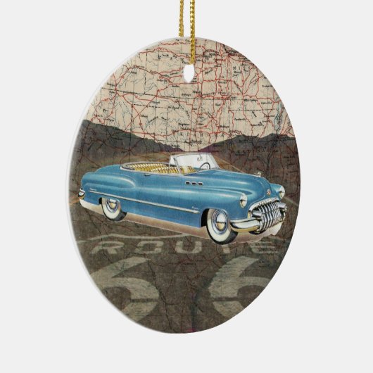 Route 66  Auto - SRF Keramisch Ornament (Rechts)
