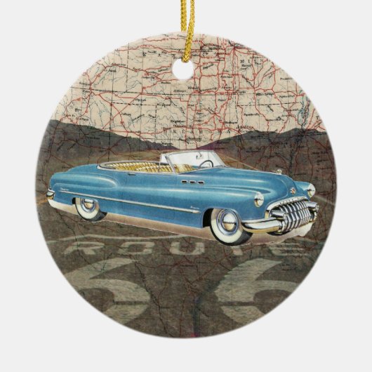 Route 66  Auto - SRF Keramisch Ornament (Voorkant)