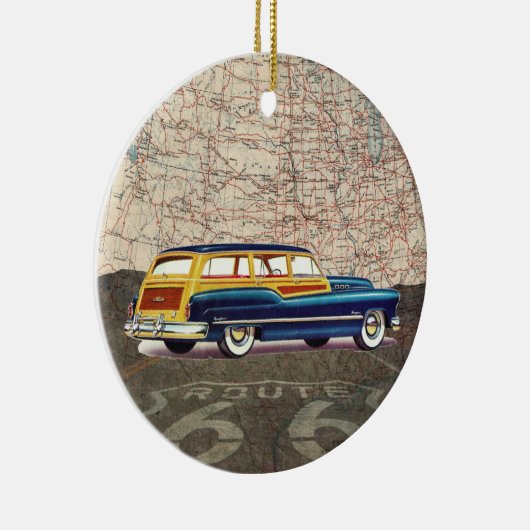 Route 66  Auto - SRF Keramisch Ornament (Rechts)