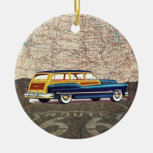 Route 66  Auto - SRF Keramisch Ornament (Voorkant)