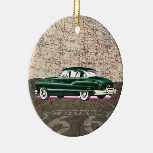 Route 66  Auto - SRF Keramisch Ornament (Rechts)