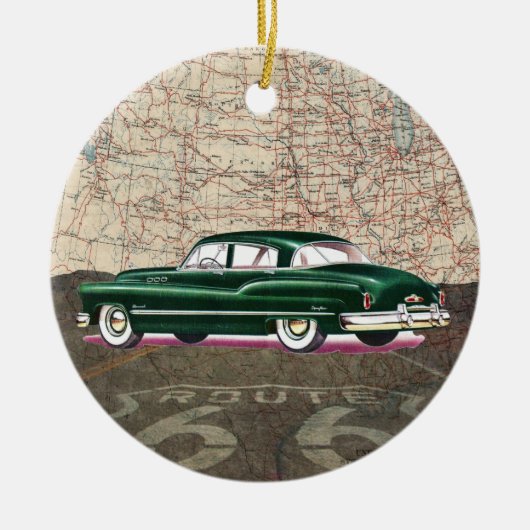 Route 66  Auto - SRF Keramisch Ornament (Voorkant)