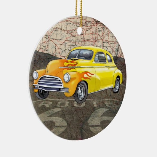 Route 66  Auto - SRF Keramisch Ornament (Rechts)