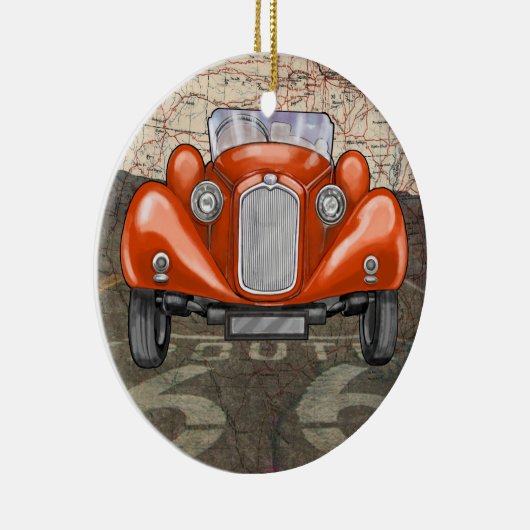 Route 66  Auto - SRF Keramisch Ornament (Rechts)