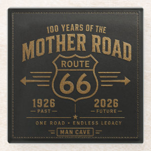 route 66 Bar Top Centennial Shield Americana Kunst Glazen Onderzetter